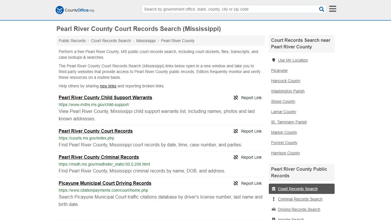 Pearl River County Court Records Search (Mississippi)