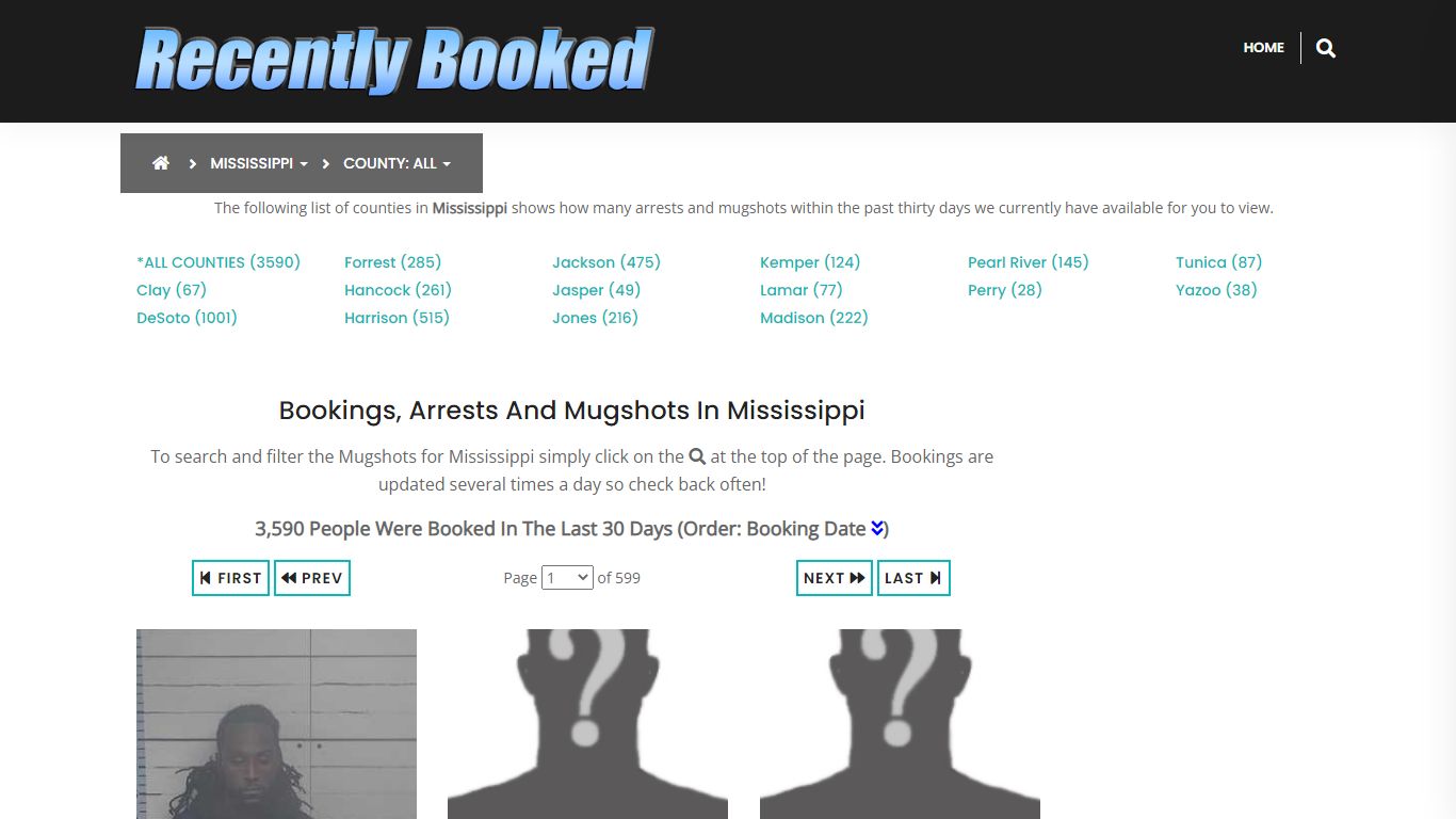 Bookings, Arrests and Mugshots in Pearl River County, Mississippi